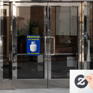 Logo des Shops anpassen Propanzylinder hier befüll Fensteraufkleber