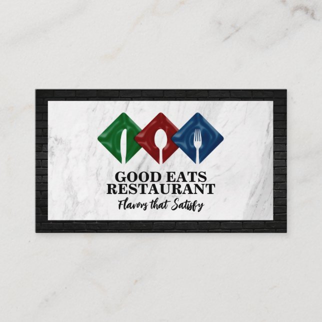 Logo des Silverware-Restaurants | Marmor | Ziegel Visitenkarte (Vorderseite)