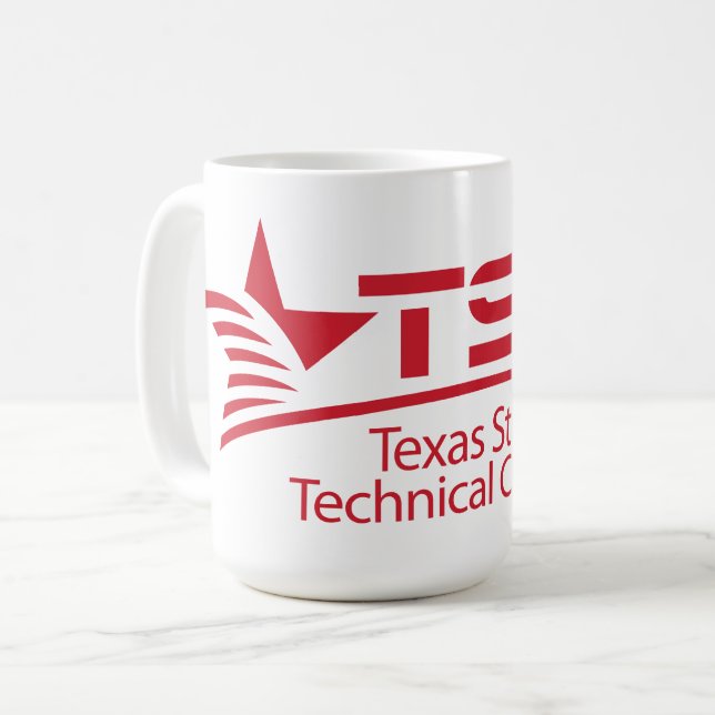 Logo des Texas State Technical College Kaffeetasse (Vorderseite Links)