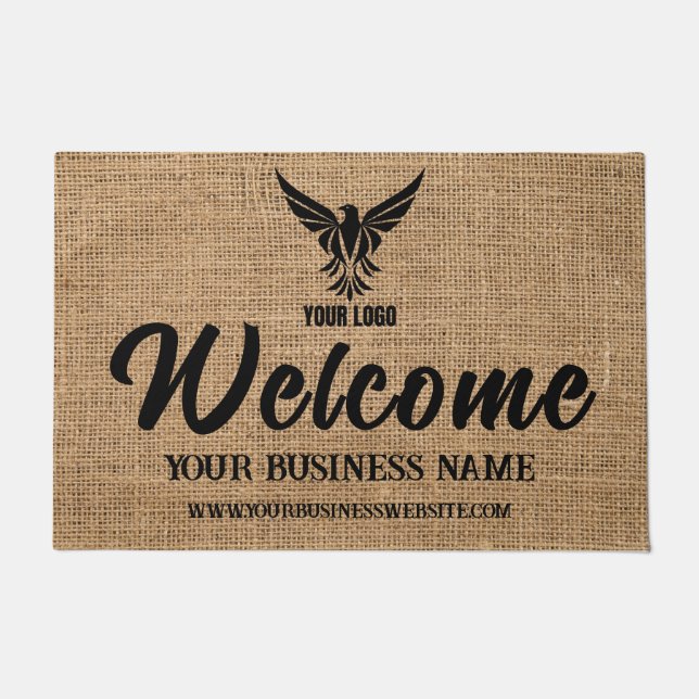 Logo des Unternehmens Burlap Custom Business Compa Fußmatte (Vorderseite)