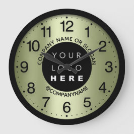 Logo des Unternehmens Minze Grün Name Slogan Große Wanduhr