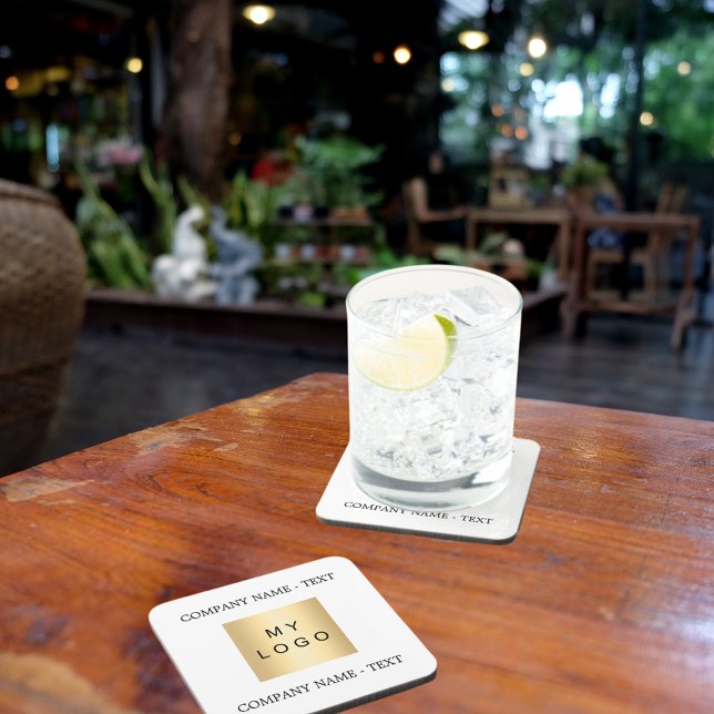 Logo des Unternehmens Slogan Markenfarbe Getränkeuntersetzer (Von Creator hochgeladen)