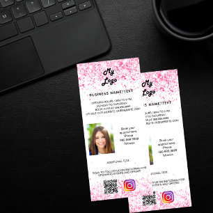 Logo des Unternehmens weiß rosa Foto qr Codeinstag Werbekarte