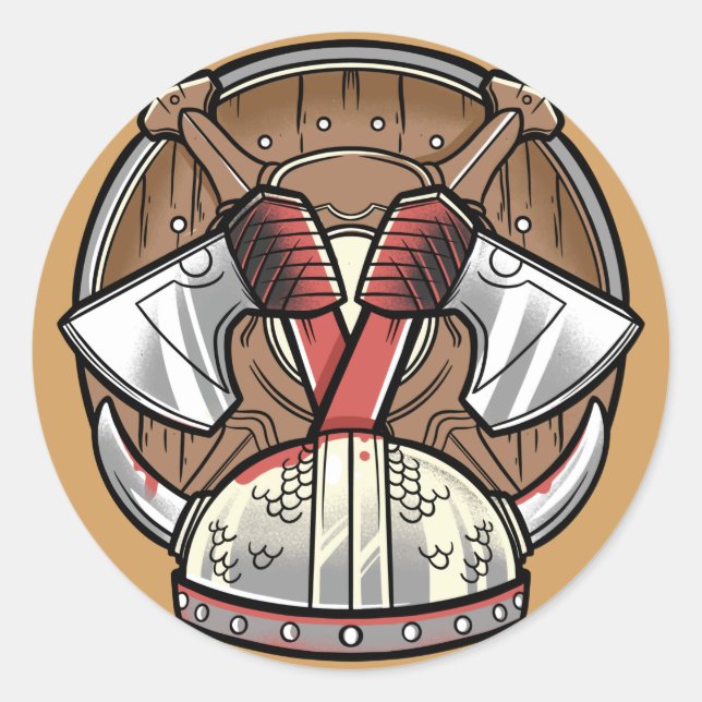 Logo des Viking Shield-Cartoon Runder Aufkleber (Vorderseite)