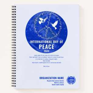 Logo des Weltfriedentags "Dove Weltfrieden Earth D Notizbuch