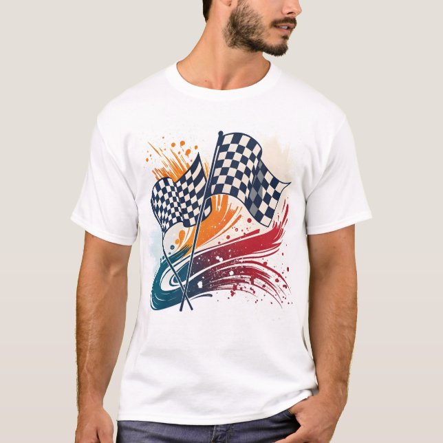 Logo-Design für abstrakte Racing-Flags T-Shirt (Vorderseite)