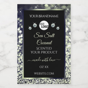 Logo-Diamanten für Blue Silver Glitzer Product Lab Lebensmitteletikett