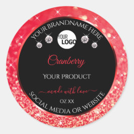 Logo-Diamanten für Produkte in Schwarz und Rot Gli Runder Aufkleber