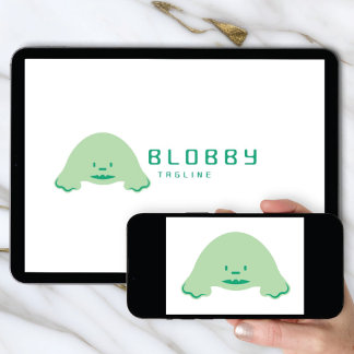 Logo Download Blob Charakter Marke | Süße Mascotte Einladung