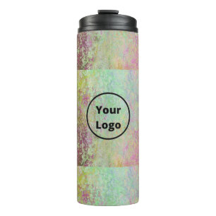 Logo-Druck grün und rosa Thermosbecher