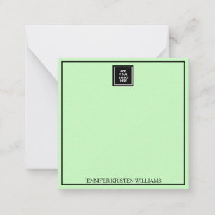 Logo Dünne Grenze Personalisiert hellgrün Elegant Mitteilungskarte