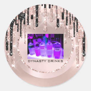 Logo Dynastie Drinks Event PurpleDrips Rose Glitze Runder Aufkleber