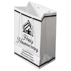 Logo einer Immobilienfirma Benutzerdefinierte Einw Mittlere Geschenktüte