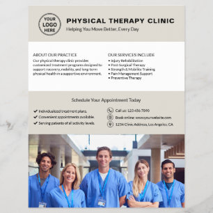 Logo einer Physiotherapieklinik QR Neutral Beige Flyer