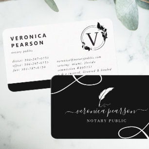 Logo eines Notars mit Quill-Logo Visitenkarte