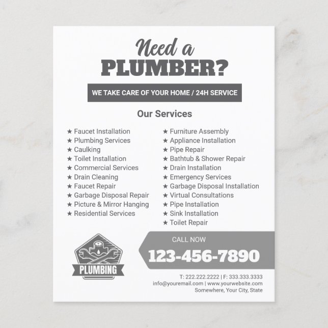 Logo eines professionellen Klempner-Serviceunterne Flyer (Vorne)