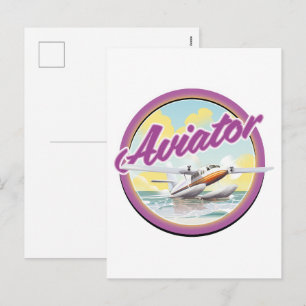 Logo eines Wasserflugzeugs für Aviator Feiertagspostkarte