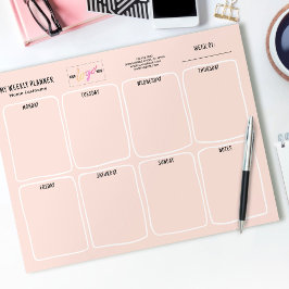 Logo Einfach Girly Blush Pink Wochenplaner Notizblock