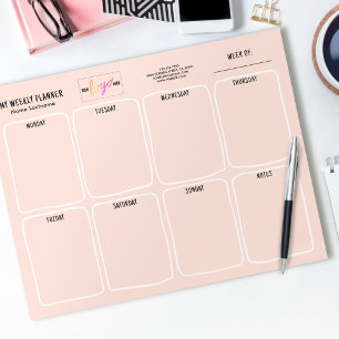 Logo Einfach Girly Blush Pink Wochenplaner Notizblock