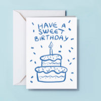Logo Einfach Handgezeichneter Kuchen Blau Weiß Geb