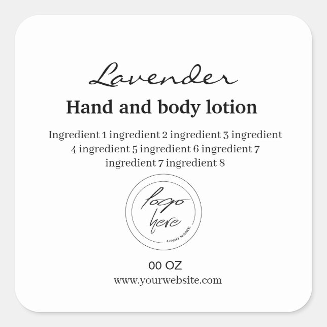 Logo, einfach schwarz und weiß, quadratisch quadratischer aufkleber (Vorderseite)