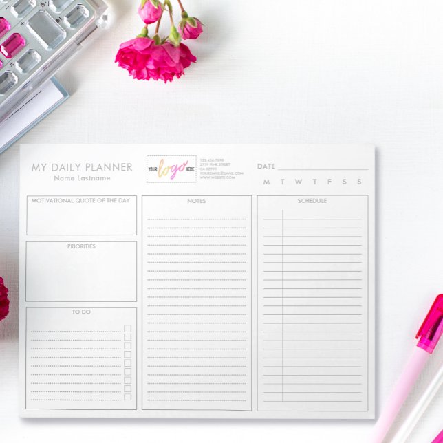 Logo Einfach Weiß Moderner, unmoderner Tagesplaner Notizblock (Von Creator hochgeladen)