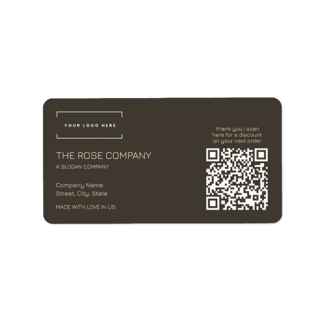 Logo Elegant Danke QR-Code Adressaufkleber (Vorne)