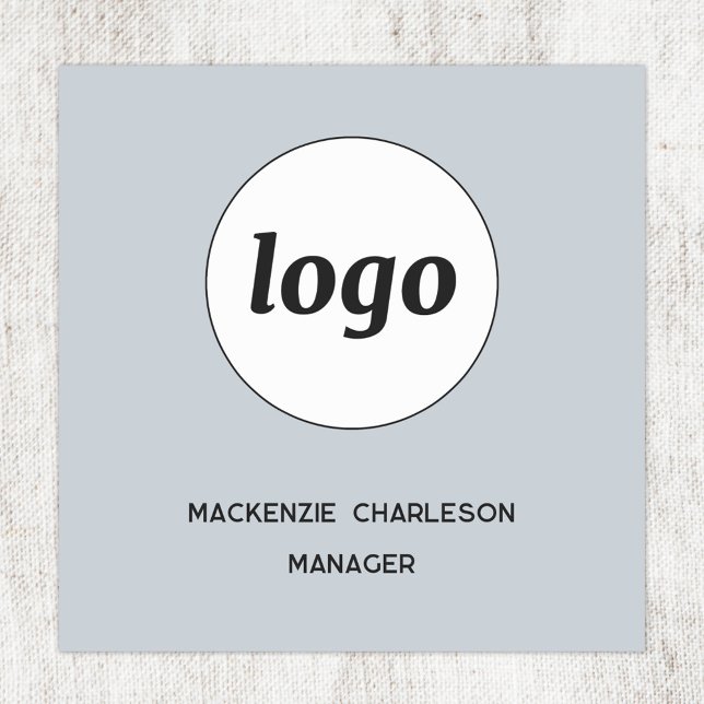 Logo Employee Staff Powder Blue Magnetic or Pin Namensschild (Simple logo with custom text business branding promotional pin or magnetic name tag or badge)