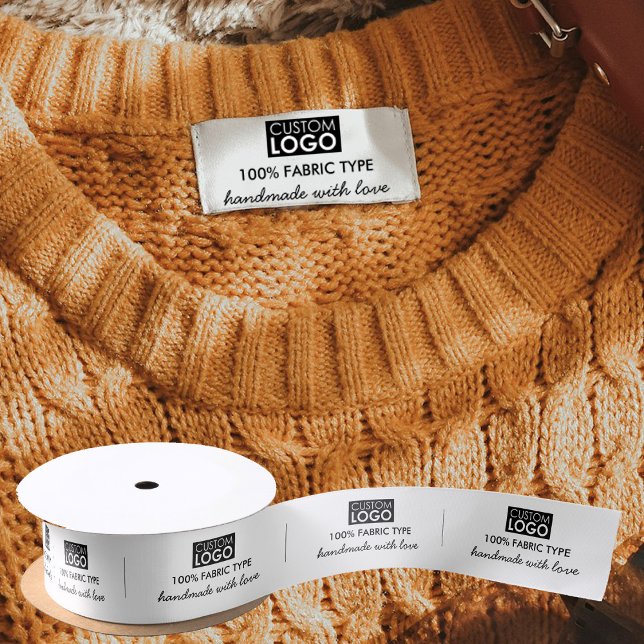 Logo-Etiketten Bekleidungsmarken für Handarbeit mi Satinband (Logo Labels Clothing Tags for Handmade with Love Satin Ribbon)