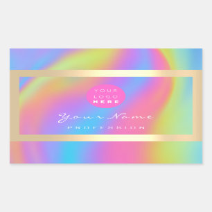 Logo Eyelash Makeup Haar Nails Holograph Golden Rechteckiger Aufkleber