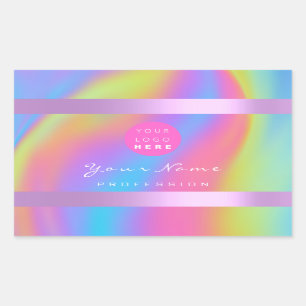 Logo Eyelash Makeup Haar Nails Holograph Lila Rechteckiger Aufkleber