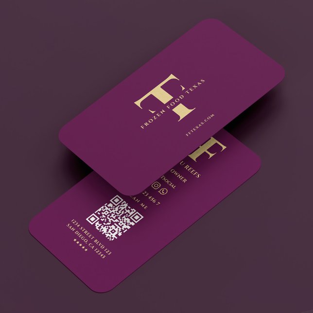 Logo F T Monogram Luxe Lila Company Moderne Visitenkarte (Logo F T Monogram Luxury Purple Company Modern Business Card
)