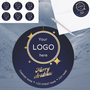 Logo Firmen Geschäft Weihnachten 2024 Gold Aufkleb Runder Aufkleber
