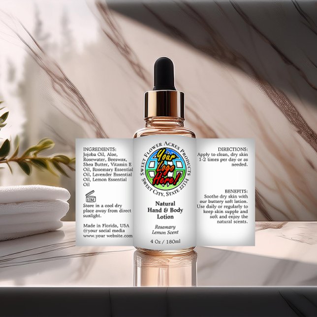 Logo-Flaschenetikett-Etikett 4oz oder Ölabsetzprod Rechteckiger Aufkleber (custom logo 4oz bottle product label)