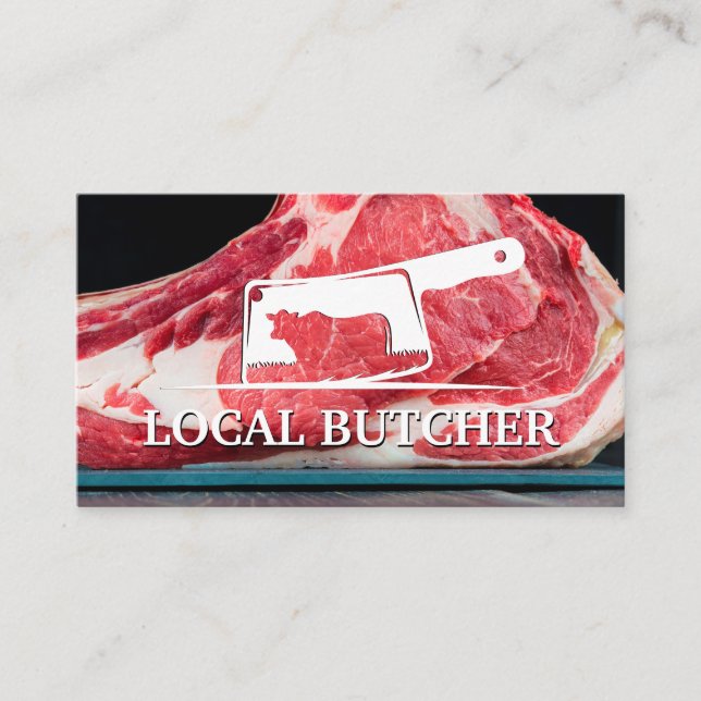 Logo "Fleisch-Leder" | Steak Visitenkarte (Vorderseite)