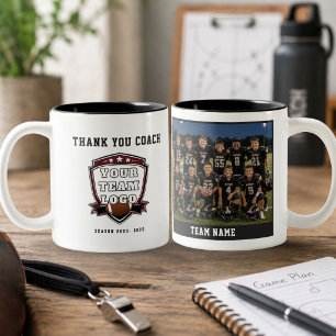Logo Foto Amerikanisches Footballteam Danke Traine Zweifarbige Tasse