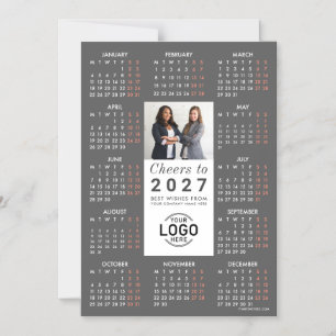 Logo-Foto Elegantes Graues Kalender 2027 Magnetkar Magneteinladung