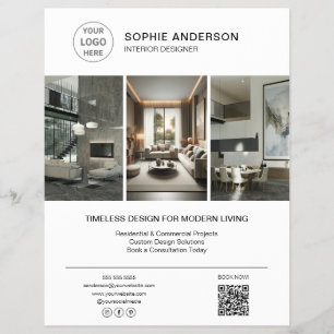 Logo-Foto für Innenarchitekten in Weiß Professione Flyer