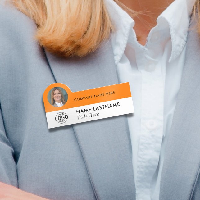 Logo-Foto-ID Modern Orange Business Company Titel Namensschild (Von Creator hochgeladen)