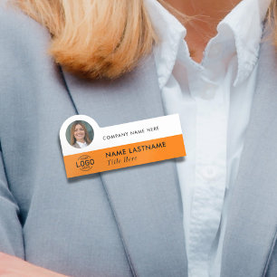 Logo-Foto-ID Stilvoll Orange White Business Namensschild