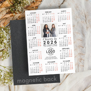 Logo Foto Info Weißer Kalender 2026 Magnetkarte Magneteinladung