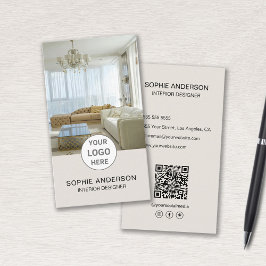 Logo Foto Interior Designer QR Social Media Tan Visitenkarte