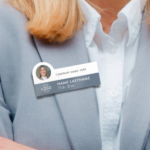 Logo Foto Modern Einfach Staubblau Weiß Unternehme Namensschild
