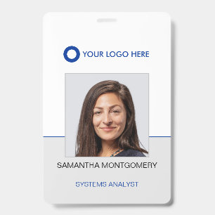 Logo-Foto Name Bar-Code Blau Graue ID Ausweis