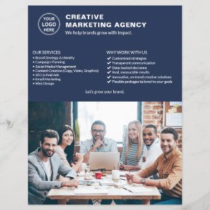 Logo Foto Navy Blue Marketing Creative Business Flyer