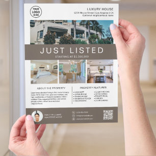 Logo-Foto-QR-Code für Immobilienhaus zum Verkauf Flyer