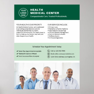 Logo Foto QR Gesundheitsklinik Arzt Grün Poster