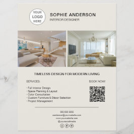 Logo-Foto QR Neutral Business Innenarchitekt Flyer