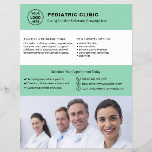 Logo-Foto QR Sanft Grün für Kinderklinik-Arzt Flyer