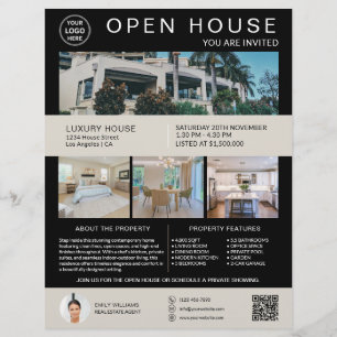 Logo-Foto QR Schwarz für Immobilien-Open-House Flyer